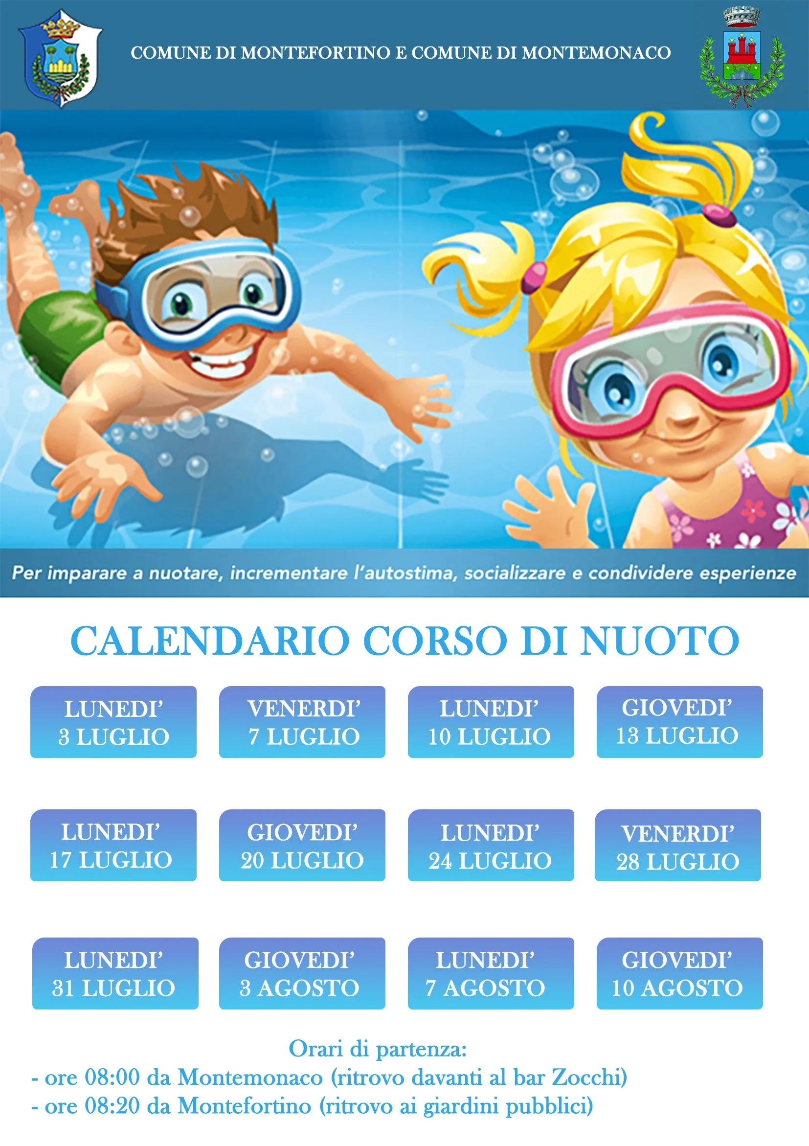 Calendario Corso di nuoto 2023 - Vieni a nuotare con noi